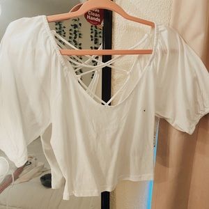 White cropped tee